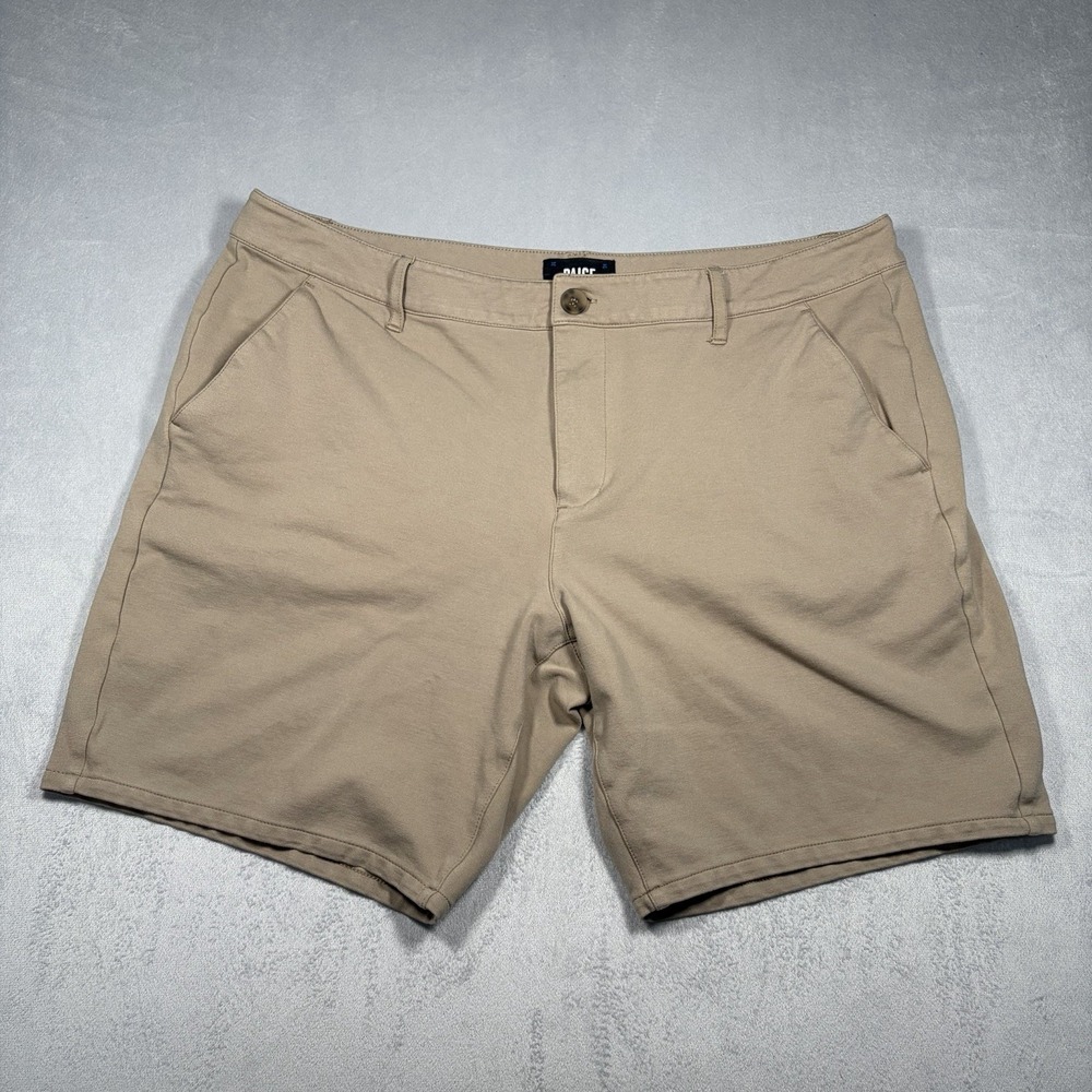Paige Shorts Men's Size 38 Khaki Chino Stretch Flat Front